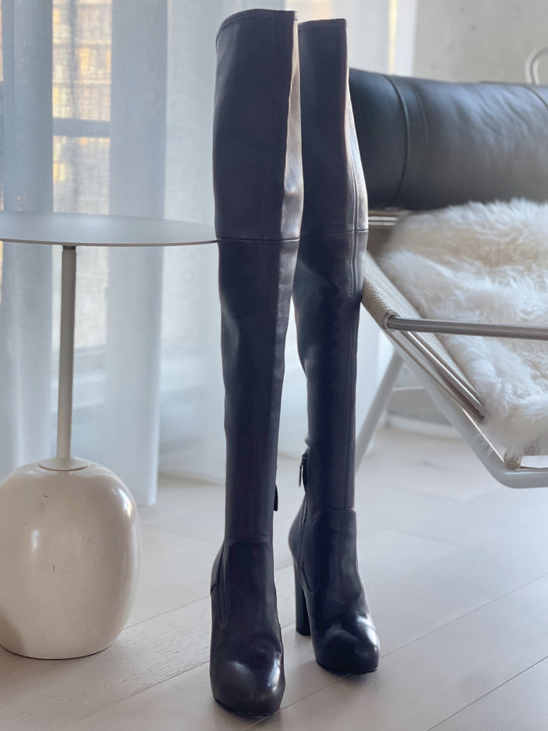 Leather Thigh-High Boots