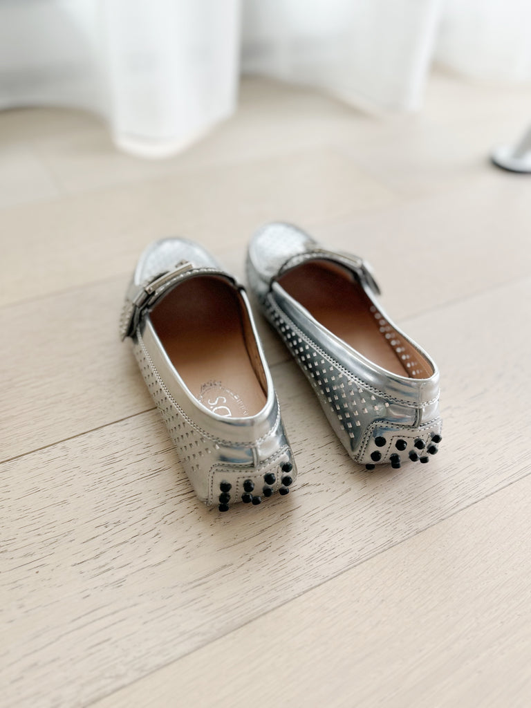 Metallic Leather Loafers