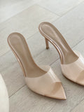 Elle 105 patent-leather and PVC mules