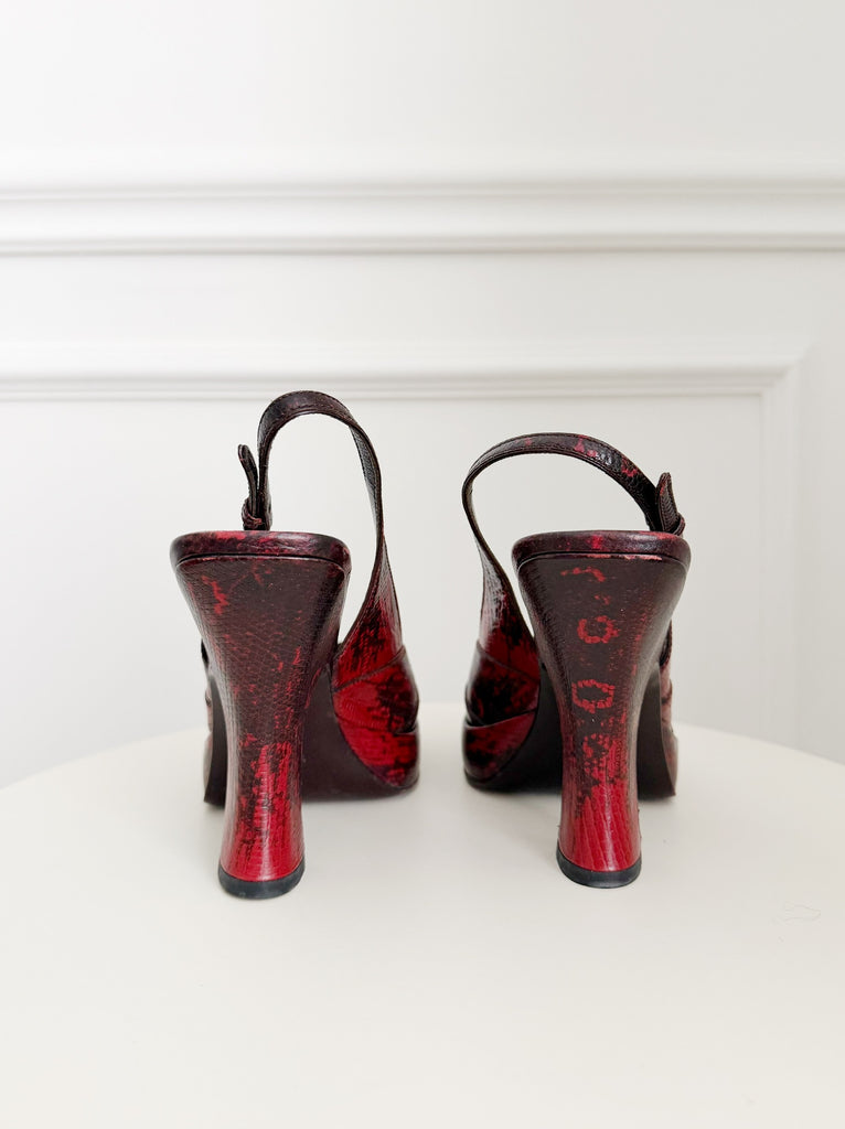 Snake Embossed Leather Sandals