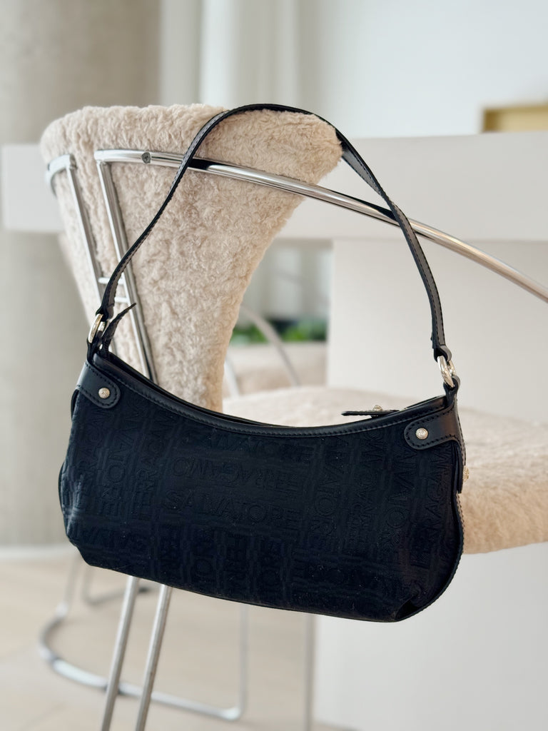 Canvas and Leather Shoulder Bag