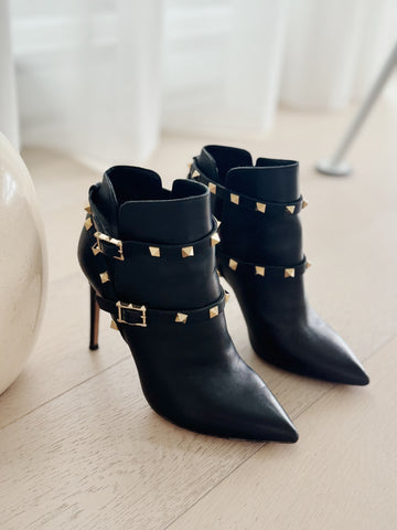 Leather Cone Heel Booties