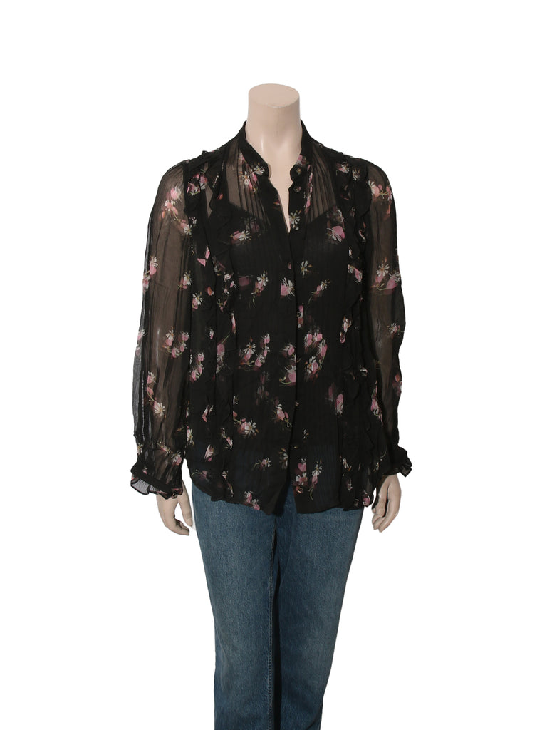 Floral Print Button Down Blouse