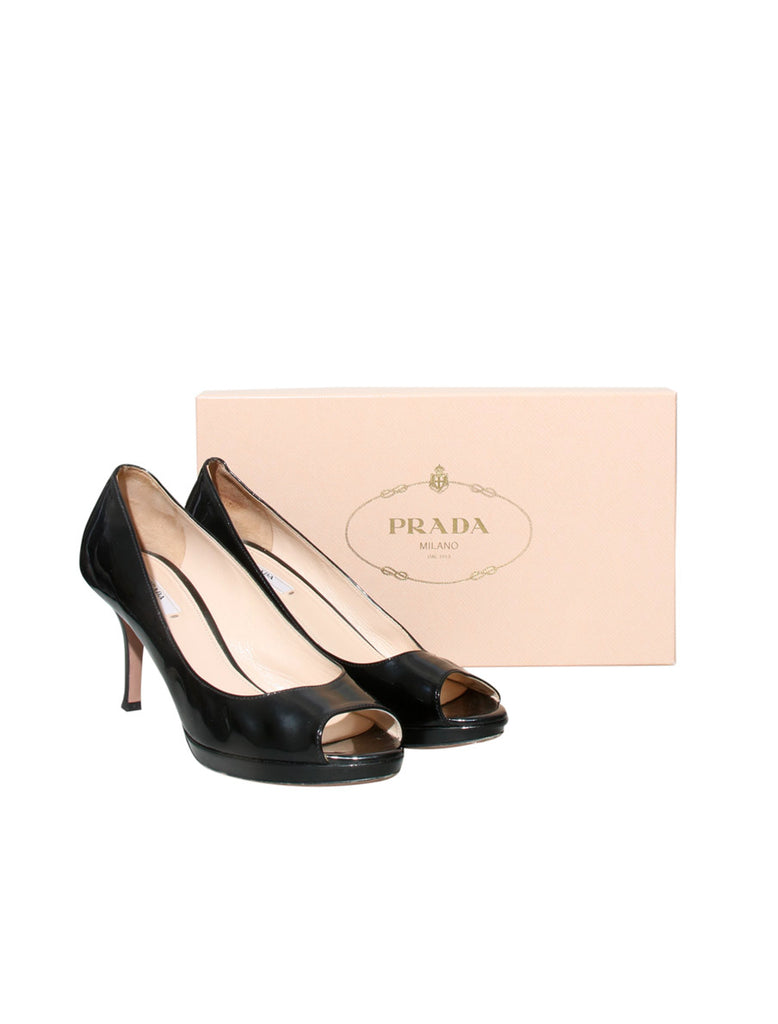 Leather Peep Toe Pumps