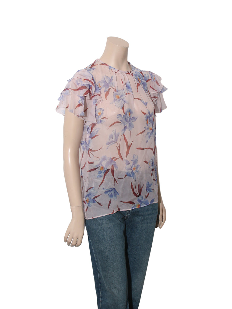 Sheer Silk Floral Blouse