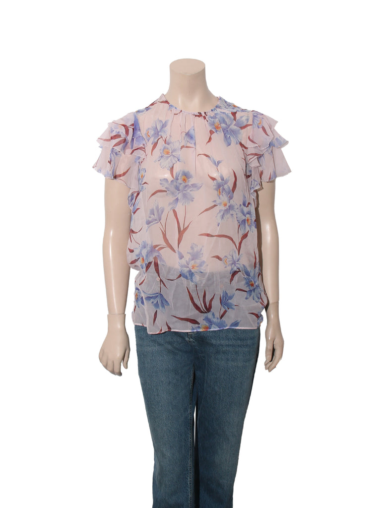 Sheer Silk Floral Blouse