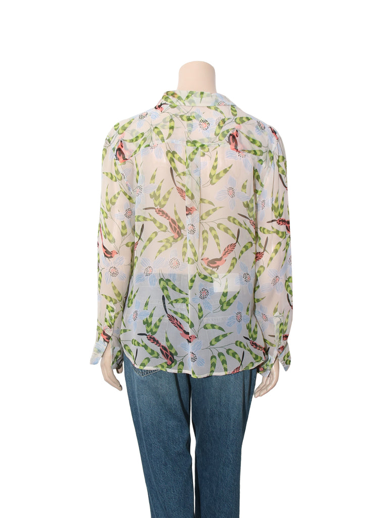 Sheer Printed Button Down Shirt