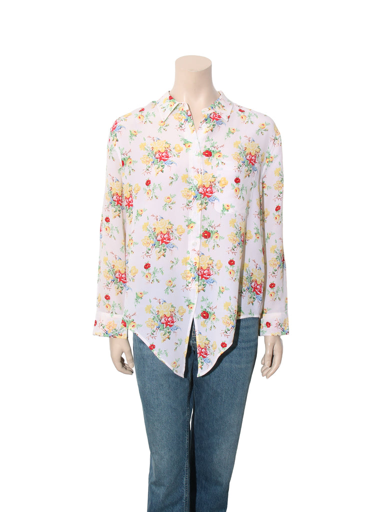 Floral Silk Button Down Shirt