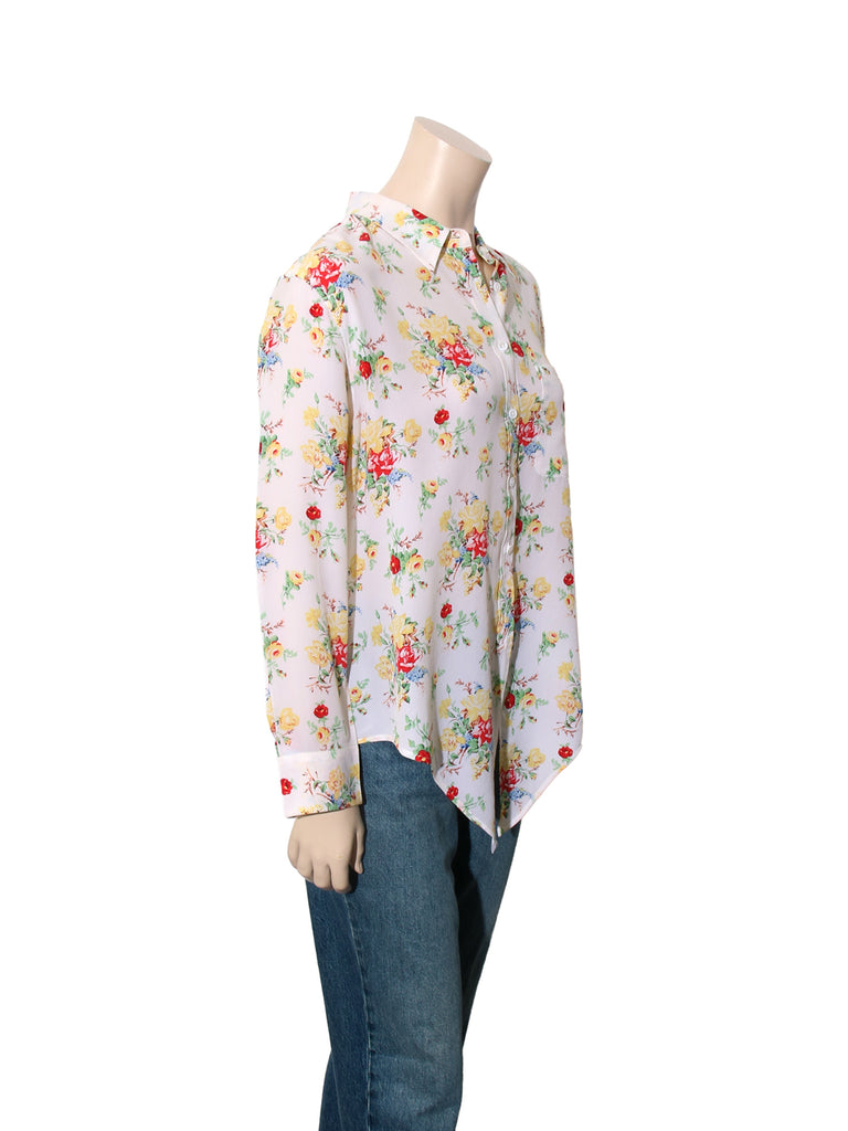 Floral Silk Button Down Shirt