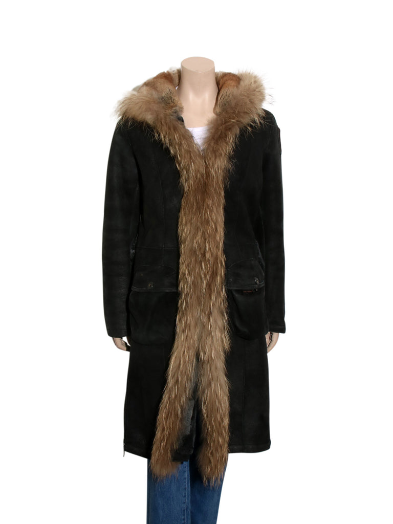 Leather and Fur Long Coat