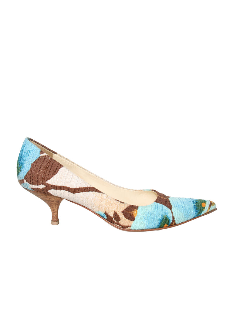 Floral Low Heel Pumps