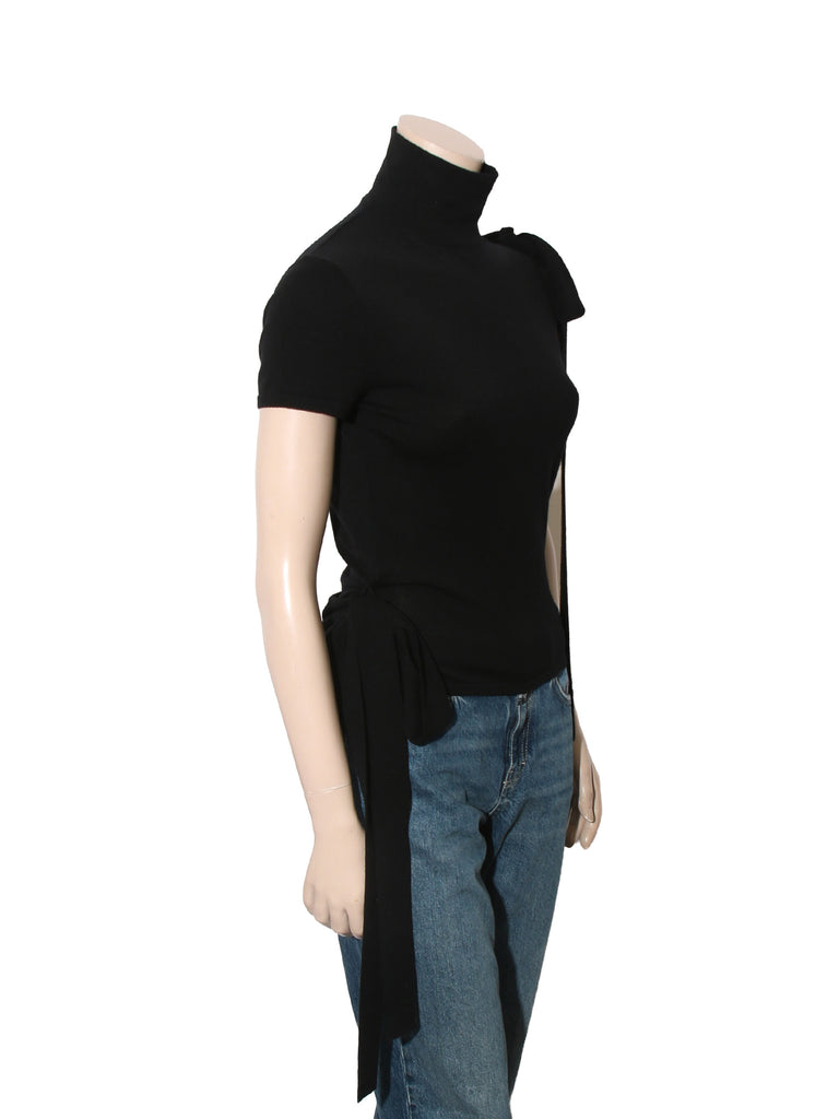 Short Sleeve Backless Turtleneck