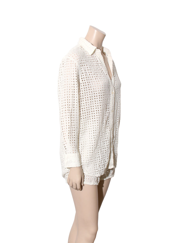 Eyelet Button Down Shirt