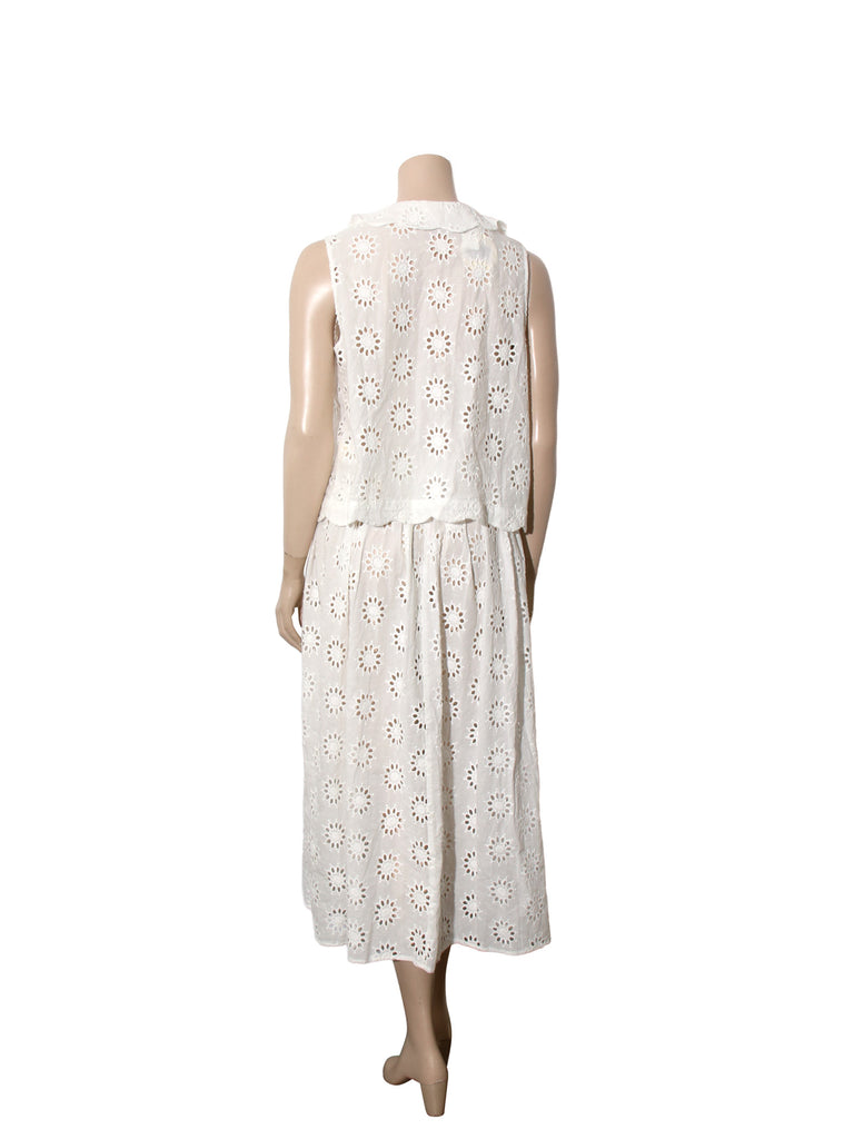 Eyelet Sleeveless Button-Down Top