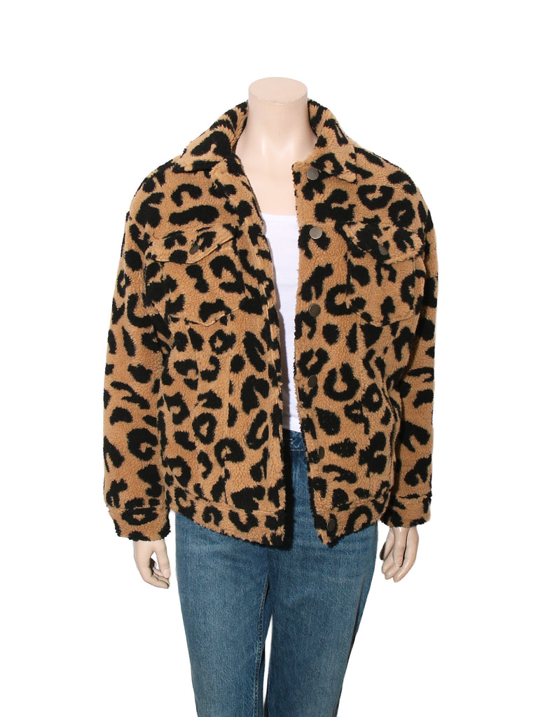 Leopard Print Faux Fur Jacket