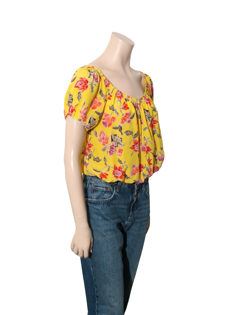 Floral Silk Short Sleeve Blouse