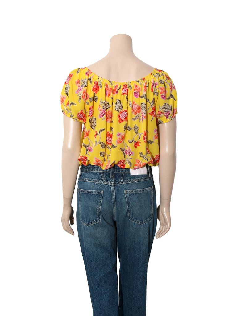 Floral Silk Short Sleeve Blouse