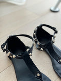 Studded Flat Leather Sandals
