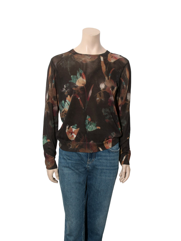 Floral Silk Knit Sweater