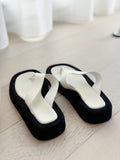 Ginza two-tone leather and suede platform flip flops