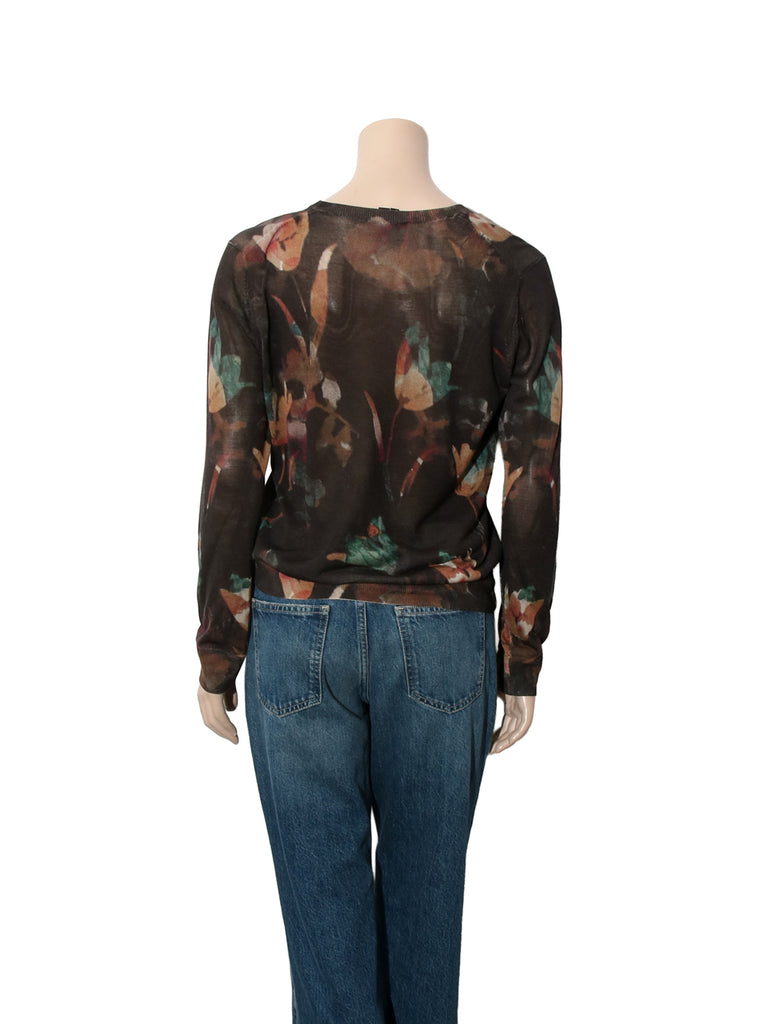 Floral Silk Knit Sweater
