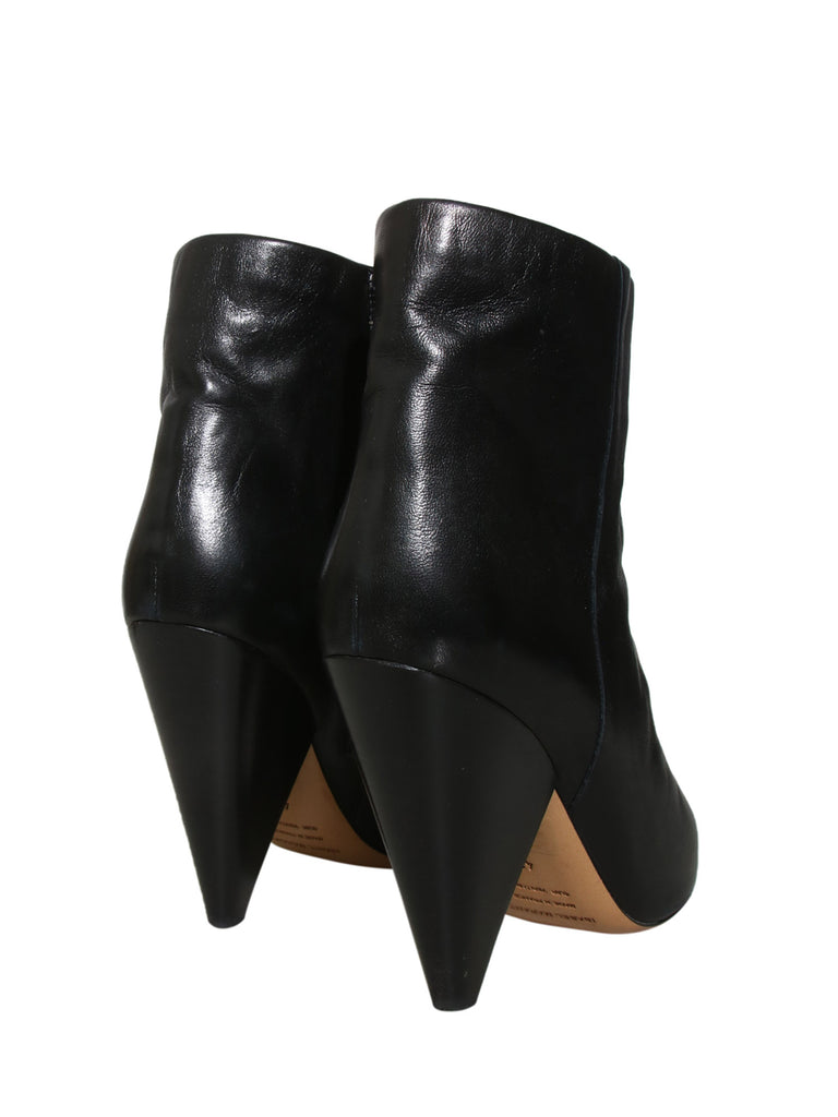 Leather Cone Heel Booties