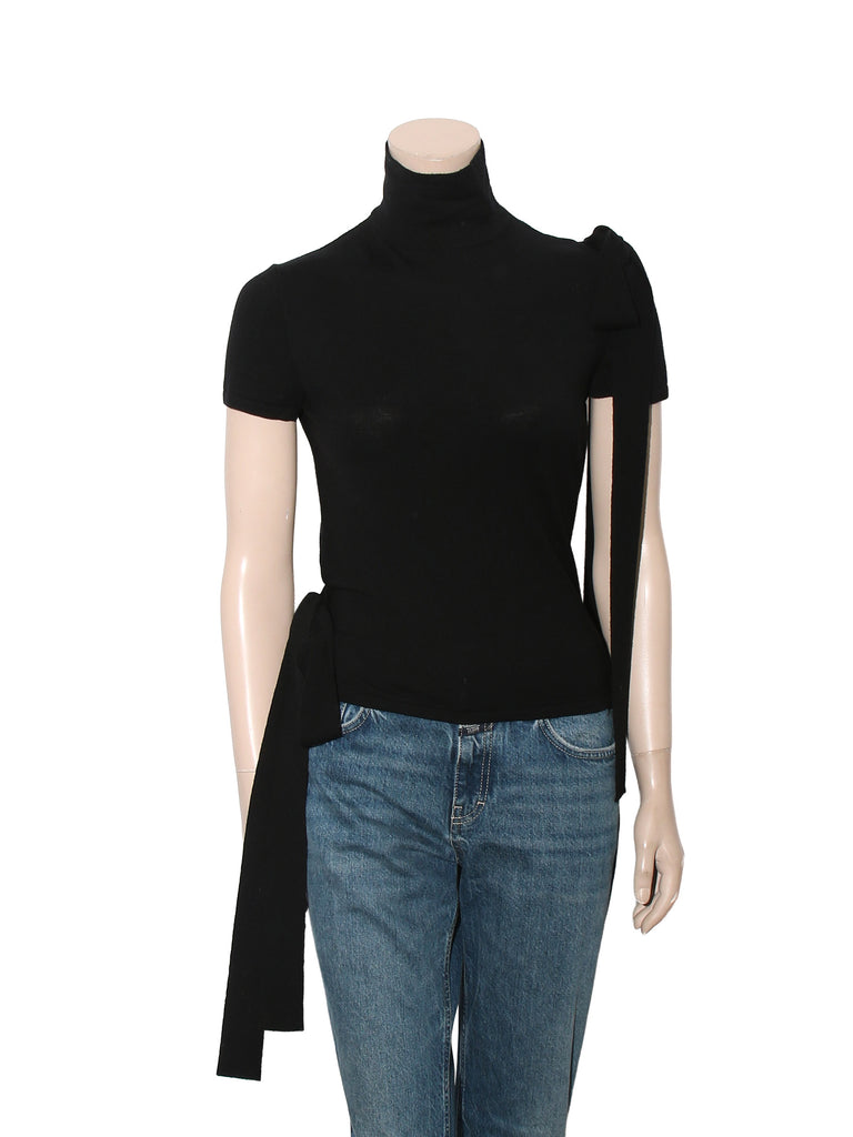 Short Sleeve Backless Turtleneck