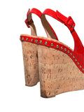 Patent Leather Studded Cork Wedge Sandals