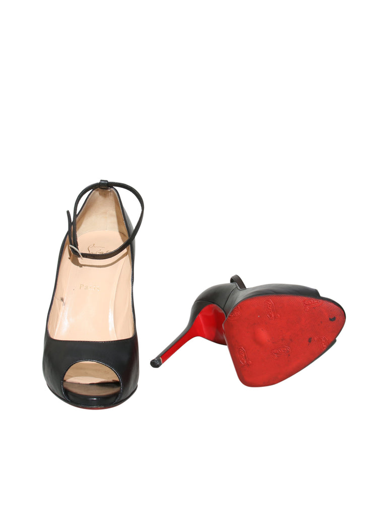 Leather Peep Toe Pumps