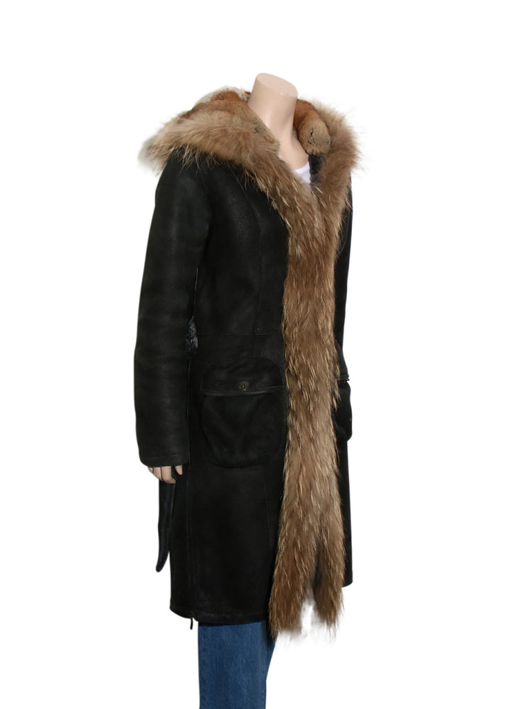 Leather and Fur Long Coat