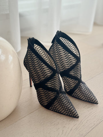 Leather Cone Heel Booties