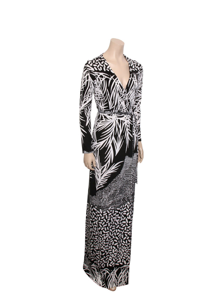 Printed Silk Maxi Wrap Dress