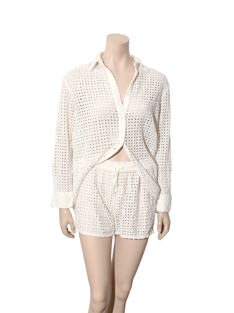 Eyelet Button Down Shirt