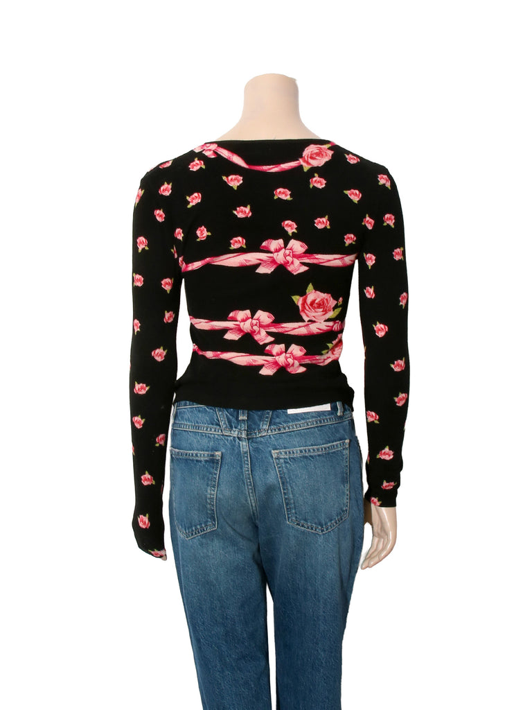 Floral and Bow Print Cardigan