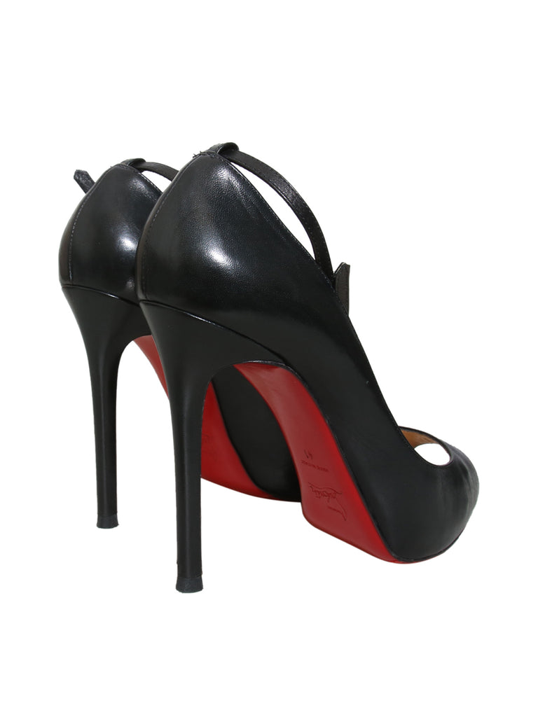 Leather Peep Toe Pumps