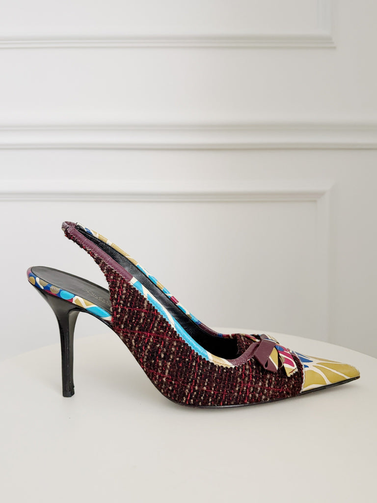 Vintage Tweed Slingback Pumps