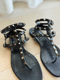 Rockstud Flat Leather Sandals