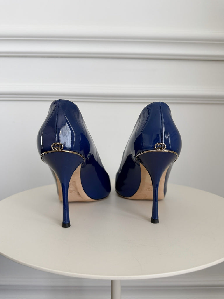 Patent Leather Peep Toe Pumps
