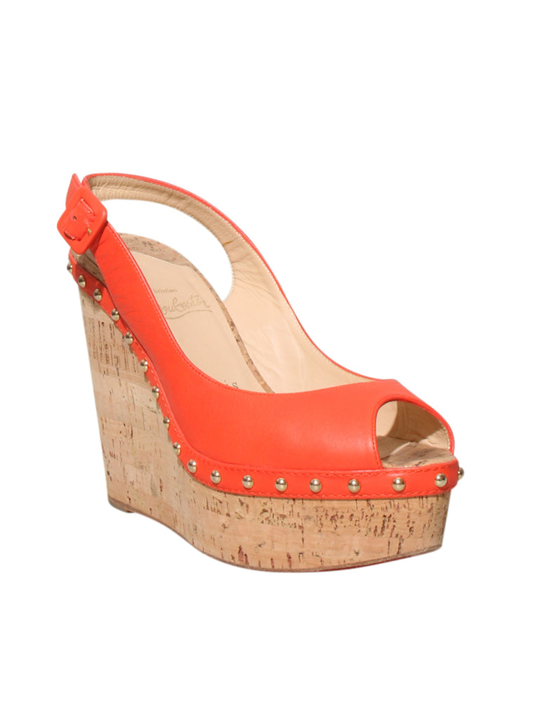 Leather Studded Cork Wedges