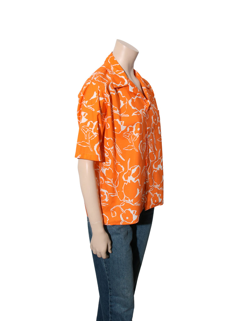 Printed Short Sleeve Button Down Shirt