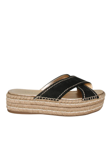 Suede Flatform Slide Sandals