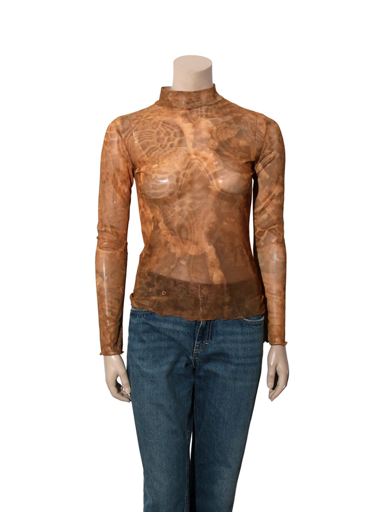 Sheer Printed Long Sleeve Top