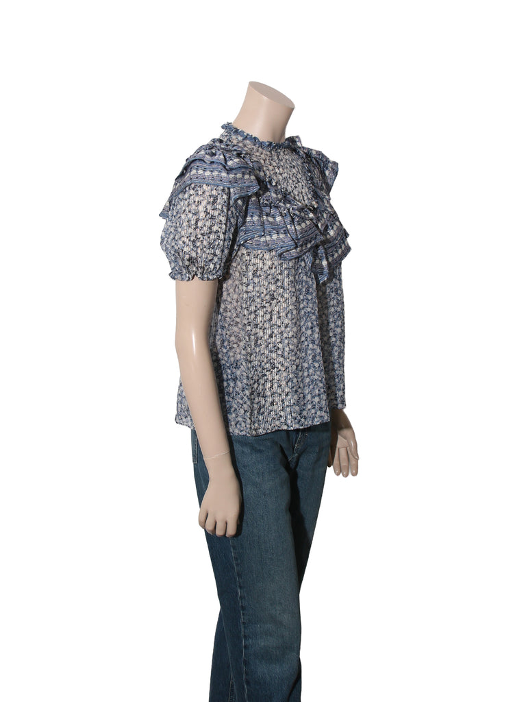 Silk Floral Print Top