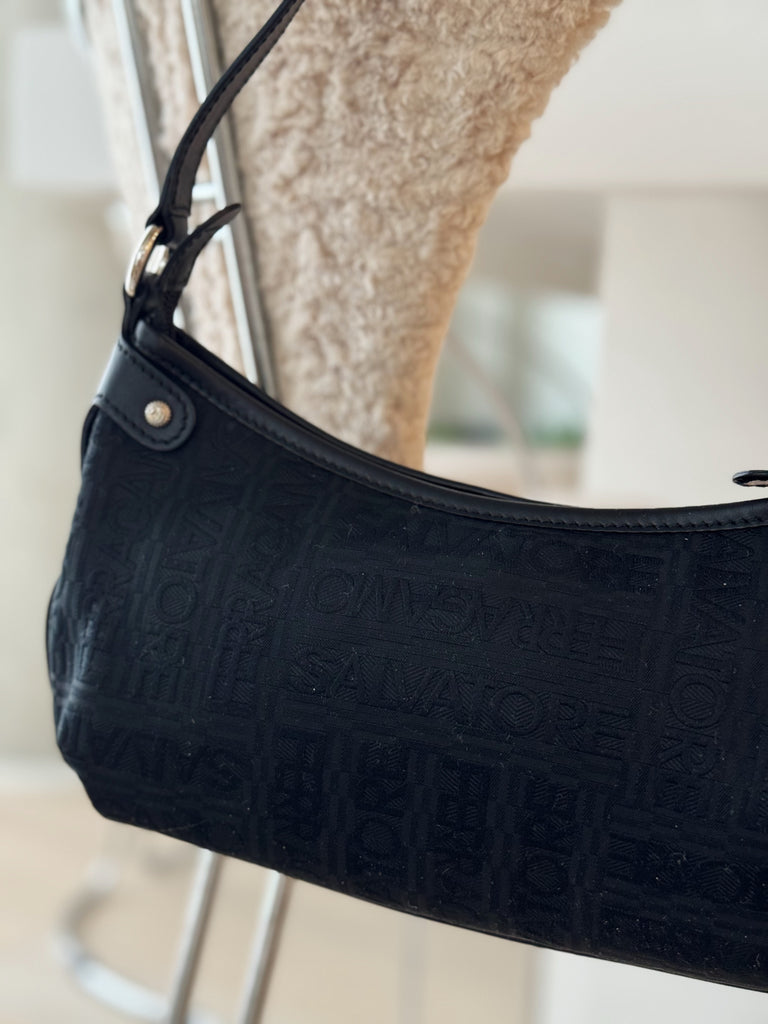 Canvas and Leather Shoulder Bag