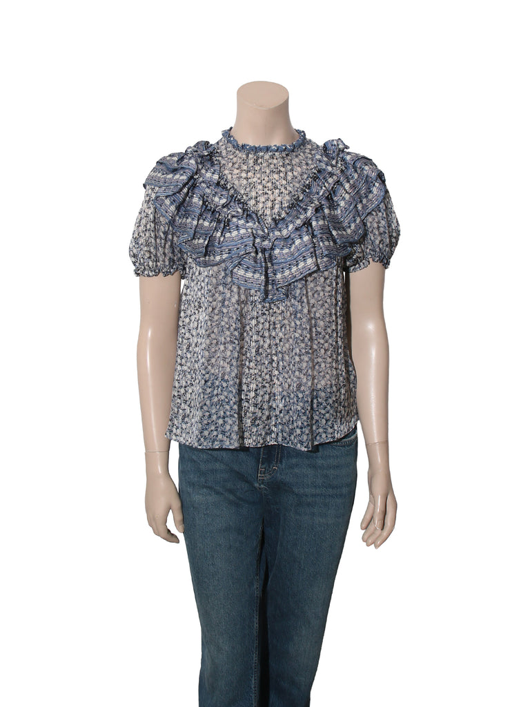 Silk Floral Print Top