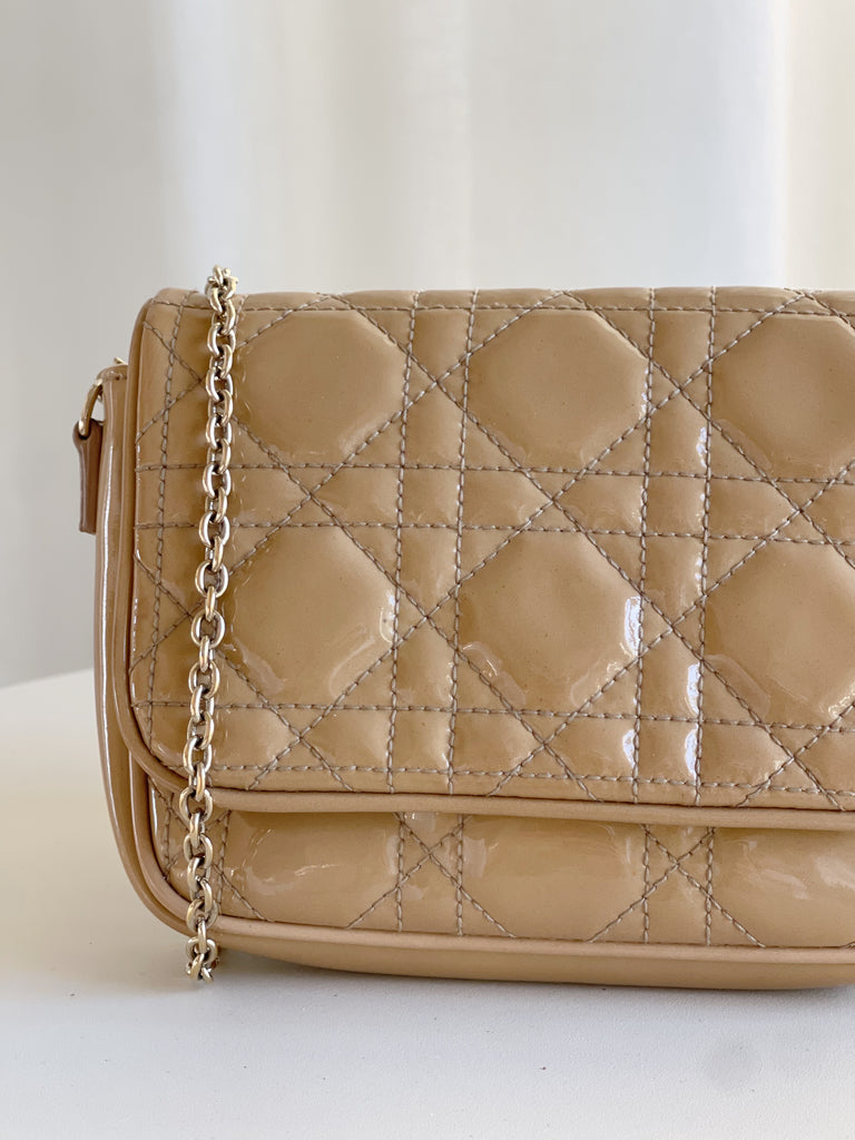 Cannage Patent Leather Cross Body Bag