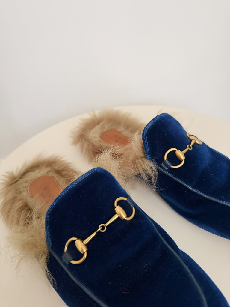 Velvet Fur Lined Mules