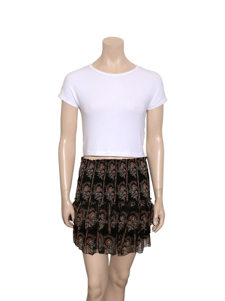 Printed Silk Elastic Skirt