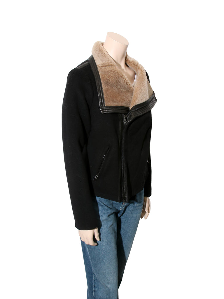 Shearling Trim Leather Jacket