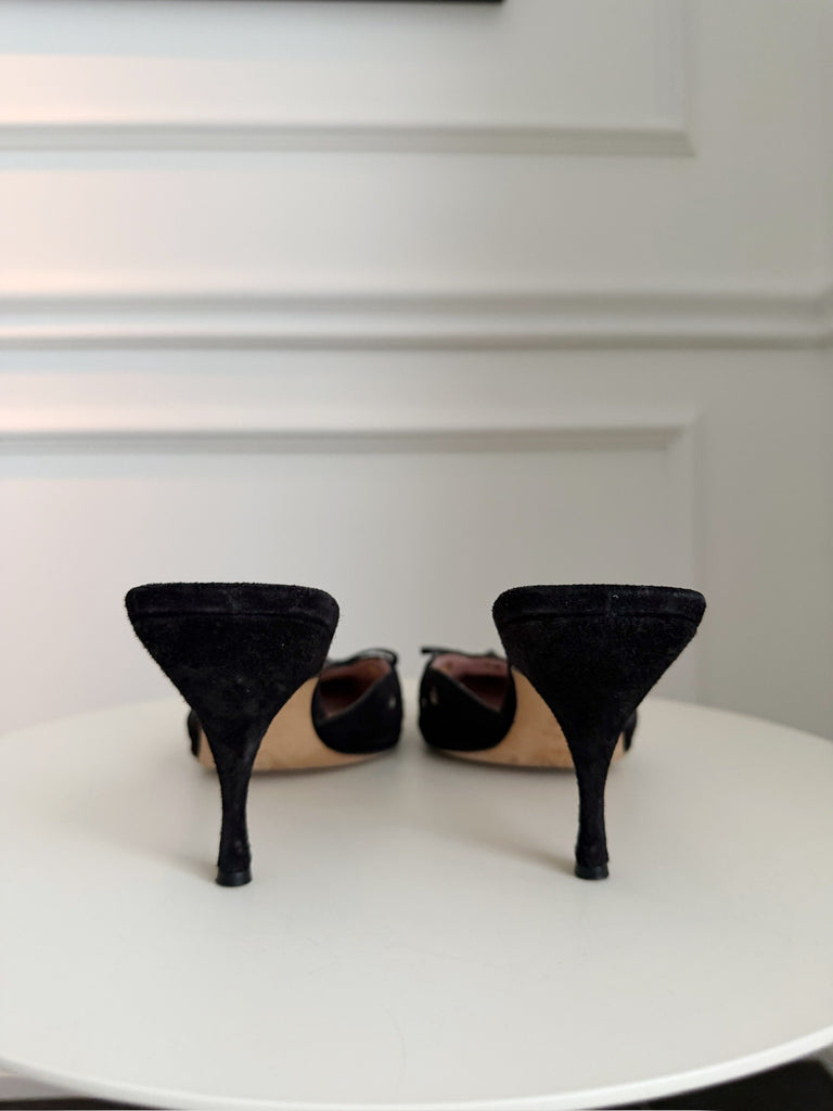 Vintage Suede Scalloped Mules